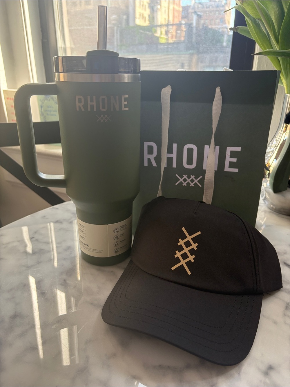 Rhone Olive Green Stanley Cup and Active Cap (OS) - brand new